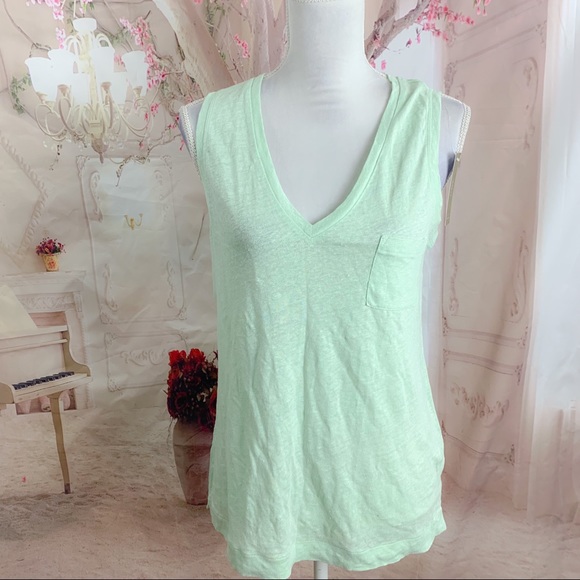 J. Crew Tops - NEW J Crew Knit Good V Neck Linen Tee in Green